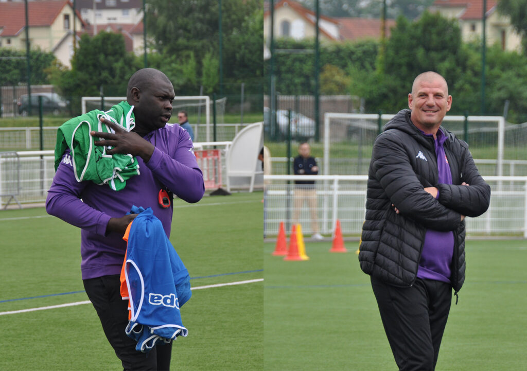 Sarafoulé Mendy et Arnaud Margueritte ont dirigé leur première séance à la tête du FC Rouen ce jeudi matin (1er juillet).