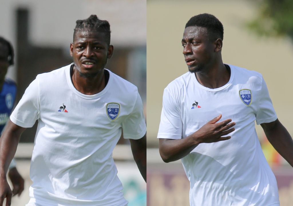 Tous les deux internationaux haïtiens, Leverton Pierre (à gauche) et Dany Jean (à droite) ont largement réussi leurs débuts sous le maillot avranchinais. ©Damien Deslandes