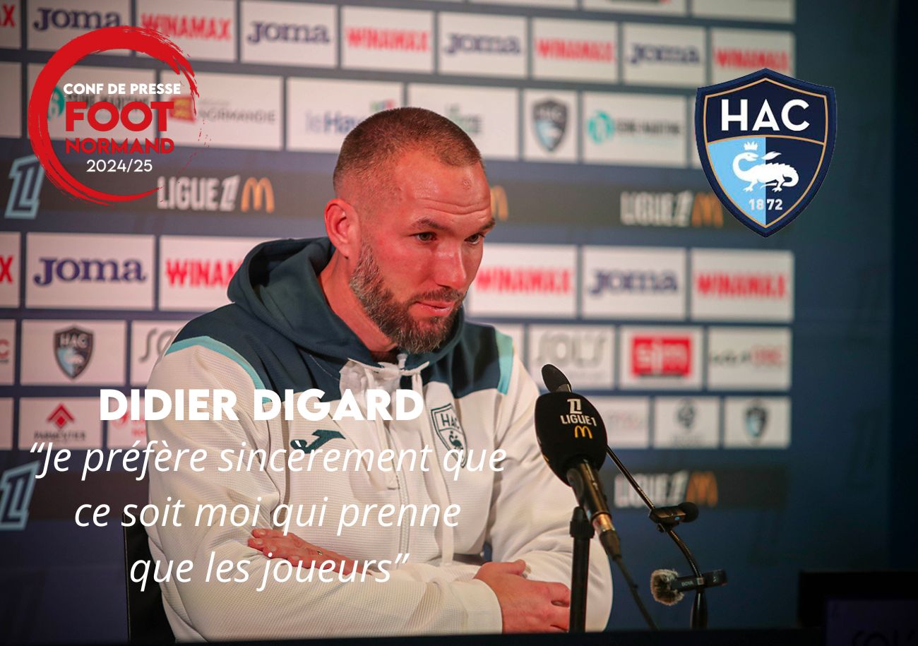 Devant les journalistes, Didier Digard a regretté que les supporters havrais s'en soient pris aux joueurs. ©Damien Deslandes